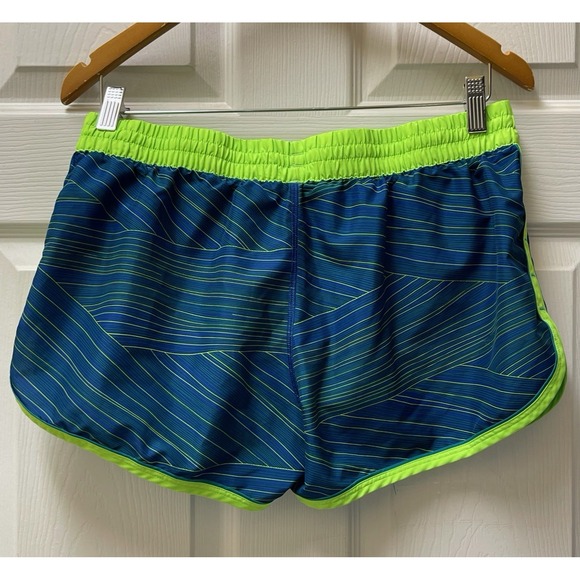 Under Armour Women's Medium Blue & Green Lined Heat Gear Running Shorts - Picture 2 of 10